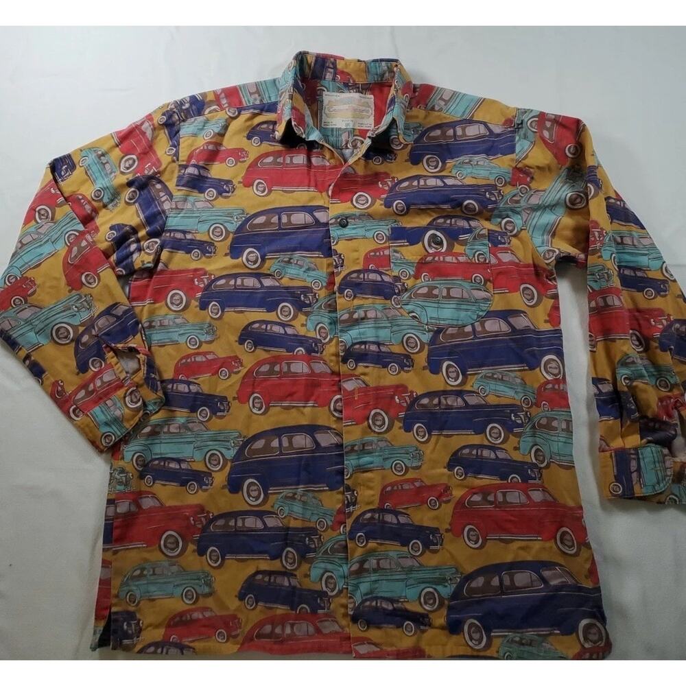Vintage Code Bleu Shirt Car Automobile Print Size M